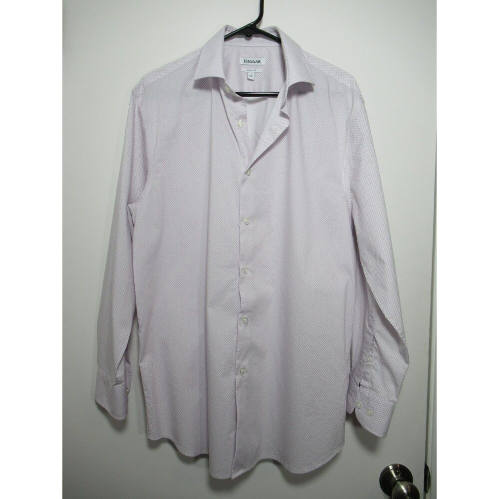 Haggar Slim Fit Dress Shirt Large 16-16.5 32/33